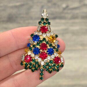 Vintage Eisenberg Ice Brilliant Christmas Tree Brooch Pin collectors Jewelry